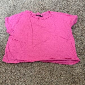 EUC - KATIE J Bright Pink Cropped Tee - Ladies XS